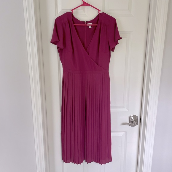 J Crew maroon flutter sleeve midi dress
